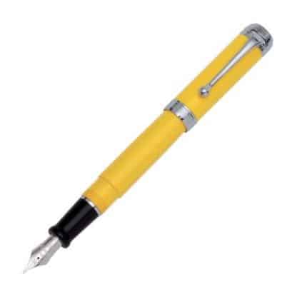 penna stilografica aurora modello talentum corpo in resina pennino in oro con finiture cromate colore giallo