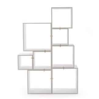 Seletti mobile libreria in legno composta da 8 cubi di varie dimensioni componibile a proprio gusto in legno colore bianco