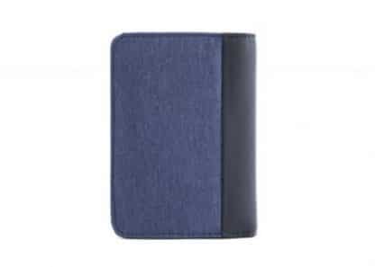 retro del portafoglio in verticale nava linea twin colore blu con 6 tasche per carte di credito portamonete e porta banconote con rfid