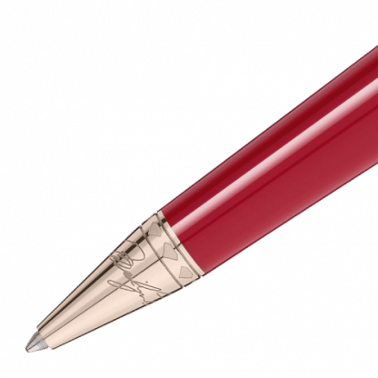 penna a sfera Montblanc marilyn monroe special edition colore rosso finiture placcate in oro puntale con incisa la firma di marilyn