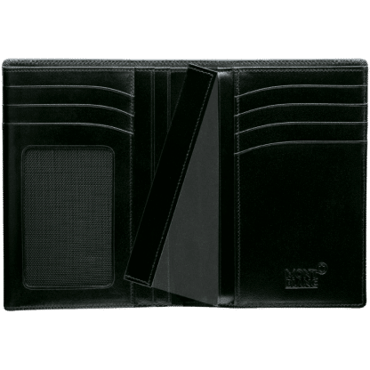 portafoglio verticale Montblanc Meisterstück con 7 tasche per carte di credito tasca superiore per banconote 4 tasche per documenti ed un porta documenti estraibile in pelle di vitello colore nero