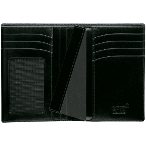 portafoglio verticale Montblanc Meisterstück con 7 tasche per carte di credito tasca superiore per banconote 4 tasche per documenti ed un porta documenti estraibile in pelle di vitello colore nero
