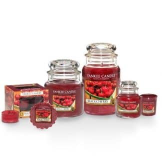 Candele profumate yankee candle fragranza Black Cherry disponibile in più formati grande media piccola per auto tea light sampler e tart