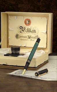 stilografica pelikan m 251 verde nera edizione storica con confezione retrò