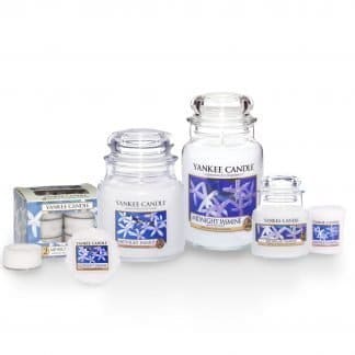 Candele profumate yankee candle fragranza Midnight Jasmine disponibile in più formati grande media piccola per auto tea light sampler e tart