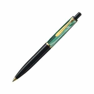 penna a sfera pelikan verde marmorizzato nero con finiture dorate