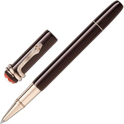 Montblanc Heritage Tropic Brown Roller con finiture placcate oro aperta