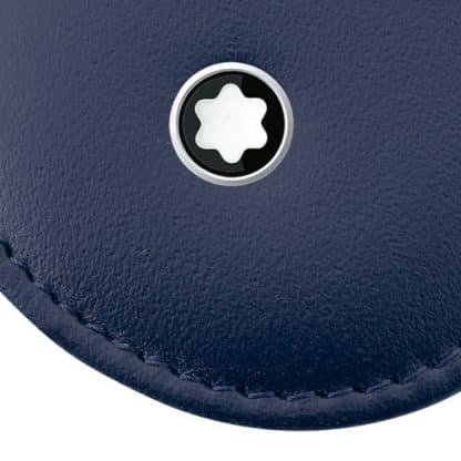 Portachiavi Montblanc Maisterstuck in pelle di colore blu con finiture platino particolare del logo