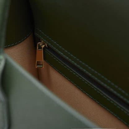 Fedon Emily Tote Bag orizzontale di colore verde particolare della tasca interna