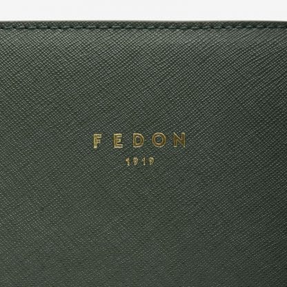 Fedon Emily Tote Bag orizzontale di colore verde particolare del logo