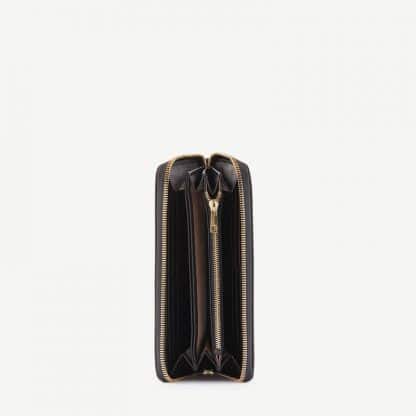 Fedon Emily portafoglio donna in pelle saffiano di colore nero con zip vista interno