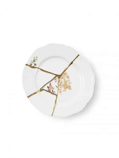 Seletti Kintsugi Piatto da dessert in porcellana decorata a mano e finiture oro 24 carati soggetto 2
