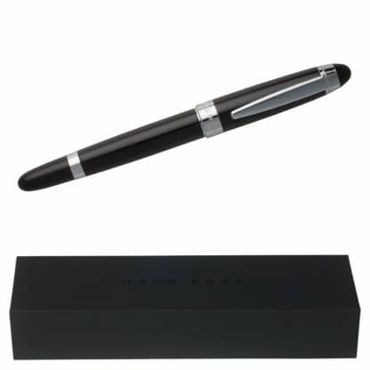 Hugo Boss Icon penna stilografica di colore nero con finiture cromate vista con astuccio