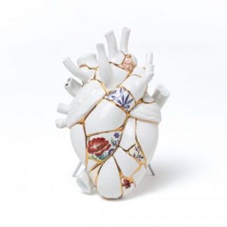 Seletti Vaso Love in Bloom Kintsugi riproduzione reale del cuore umano con inserti in oro 24 carati tipico della serie Kintsugi