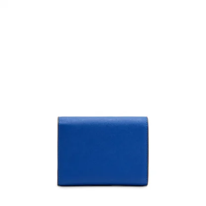 Fedon Erera Portafoglio donna mini in pelle Saffiano di colore blu vista dal retro